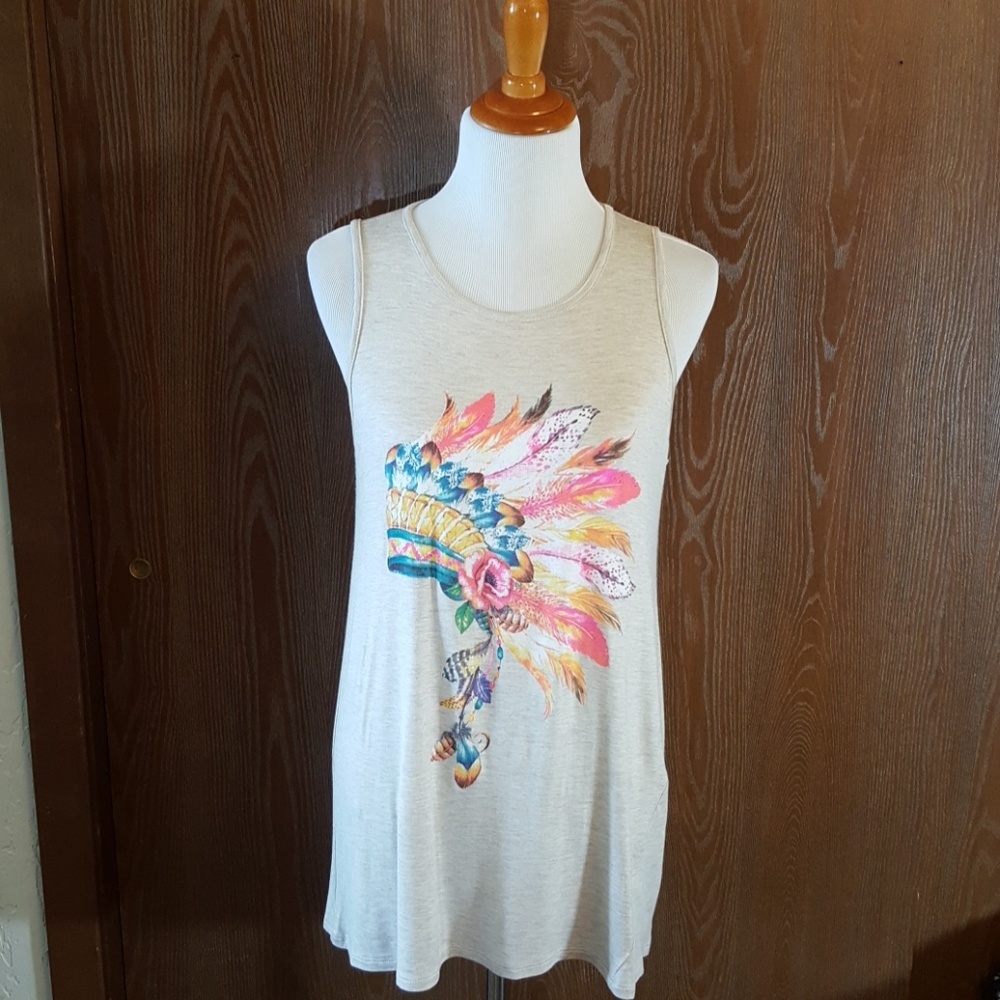 Indian Headdress Sleeveless Tunic NWOT  Size M